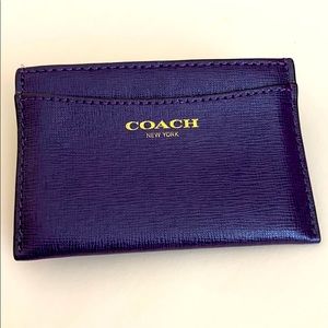 Coach purple leather card holder